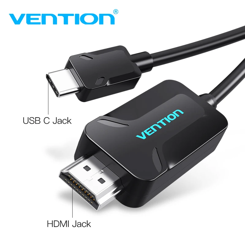 Vention USB C к Hdmi кабель Поддержка 4K* 2K для Macbook Google Pixel samsung S8 type-c к HDMI 1,8 M USB 3,1 type c к Hdmi адаптер - Цвет: Black CEOBH