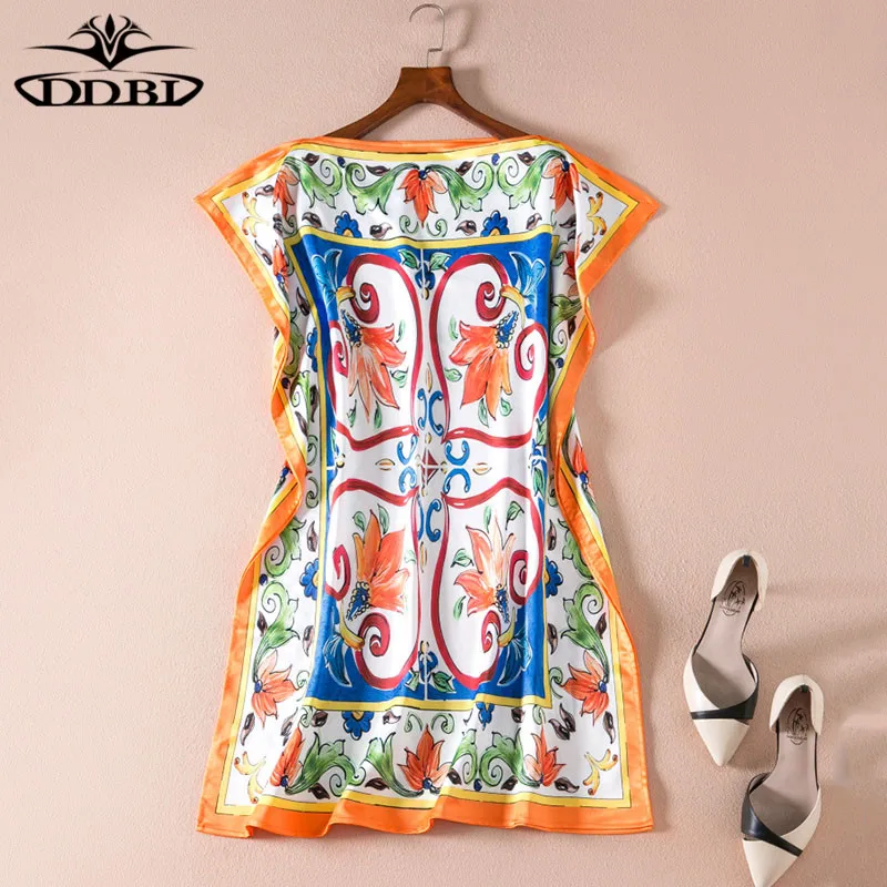 dress women summer 2018 runway womens fashion european flowers print dress 180622