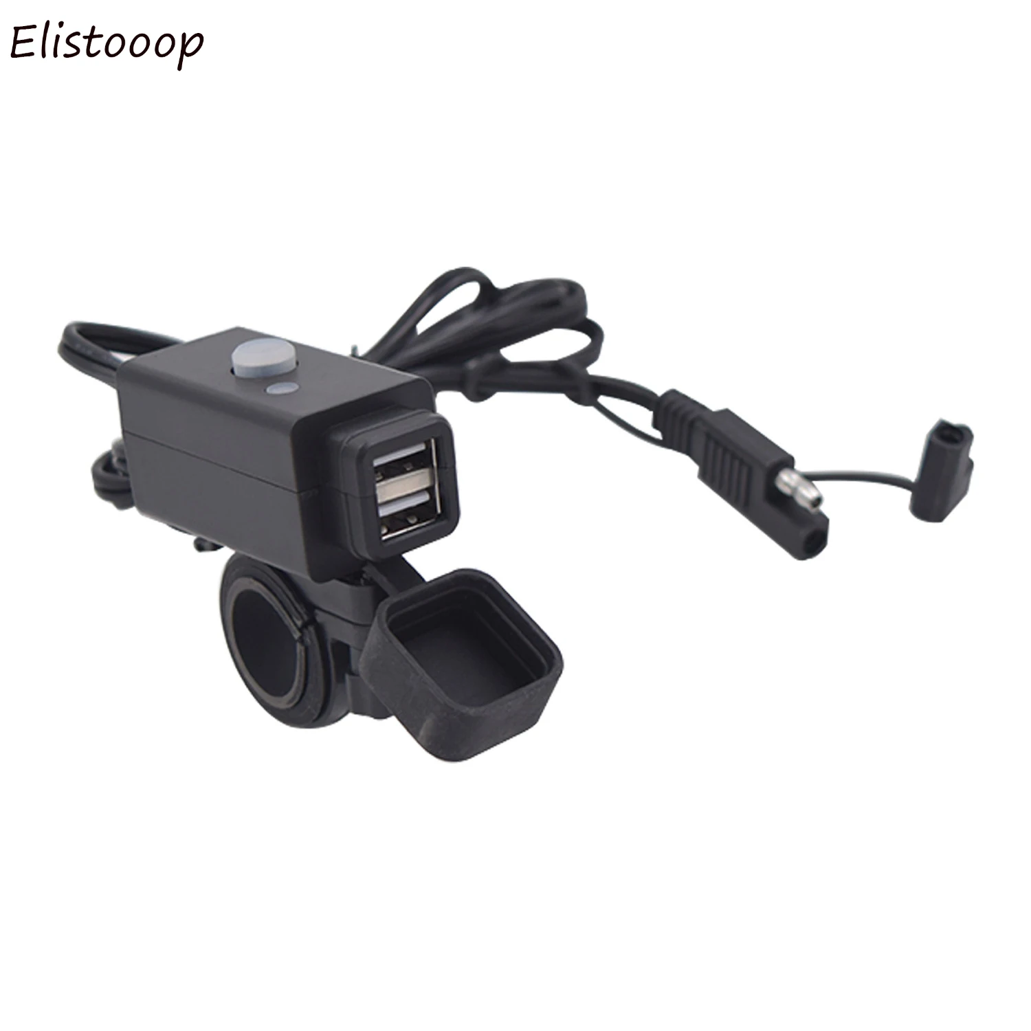 

Elistooop Waterproof Motorcycle Smart Dual USB Charger Power Adapter SAE Quick Connector and Power Switch LED 5V