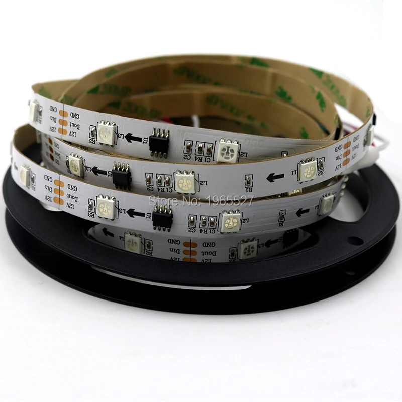 1 м 30 светодиодный s/M WS2811 Светодиодная лента, 5050 SMD RGB светодиодный 10 пикс./м с 10 шт. WS2811 IC, вход DC12V, белая печатная плата, не водонепроницаемый