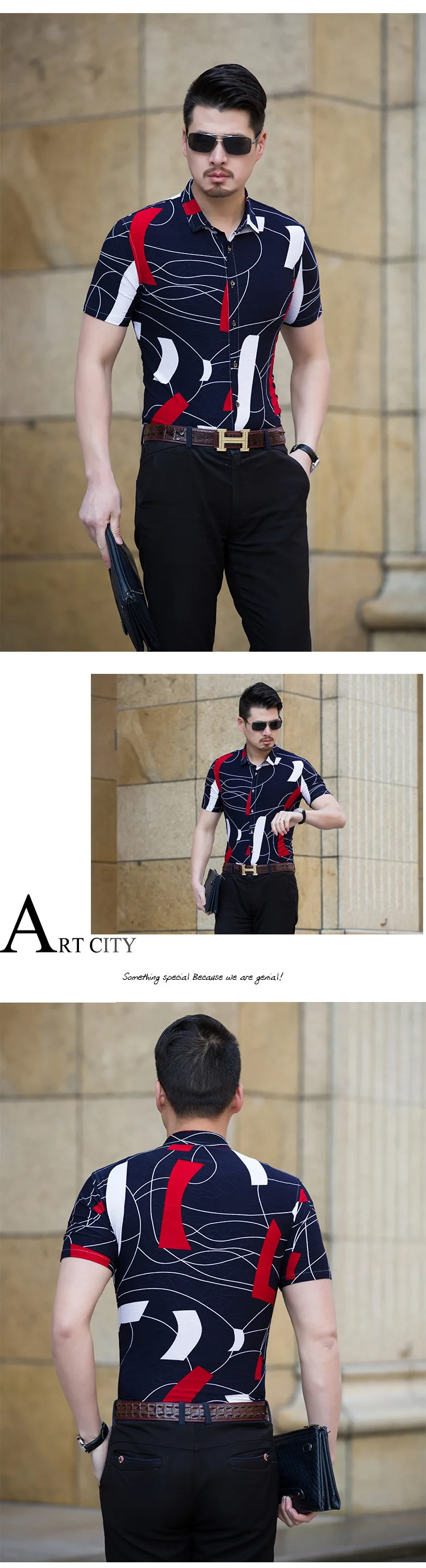 Летняя мужская брендовая рубашка мужская мода цветочный тонкий рубашка с коротким рукавом Повседневная деловая, общественная рубашка большого размера M-6XL Chemise