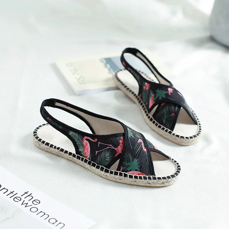 2 Paja 5 Lona Flats Pescador 4 Denim Verano Flamingos Calzado Sandalias De Mujeres Patrón Zapatos 2018 1 3 UCqxAA