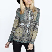 Nice Fashion Nice Spring Autumn Women Cotton Blouse Vintage Retro Pop Printed Shirt Long Sleeve Lapel Button Vogue Shirt GB8082
