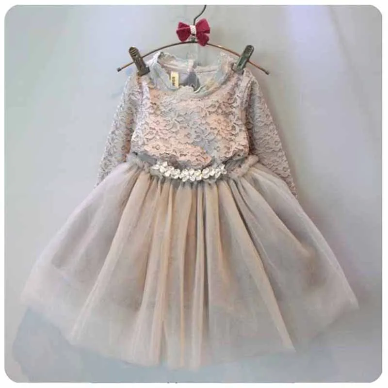

New Arrivals Girl Kids Princess Dress Long Sleeve Lace Belt with Crystal Girl Kids Dress Charming Ball Gown Dress