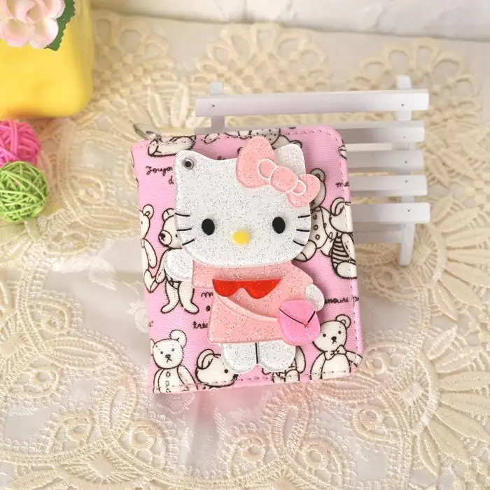 Милые кошельки с героями мультфильмов hello kitty от известного бренда, женские кожаные кошельки с волшебным зеркалом для девушек, клатчи, дамские вечерние кошельки - Цвет: 13