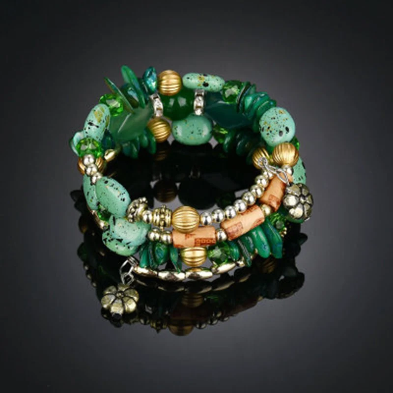 

Vintage Bracelet Womens Jewellery Bohemian Shell Multilayer Crystal Natural Stone Beads Bracelet Woman Bracelet And Bangles