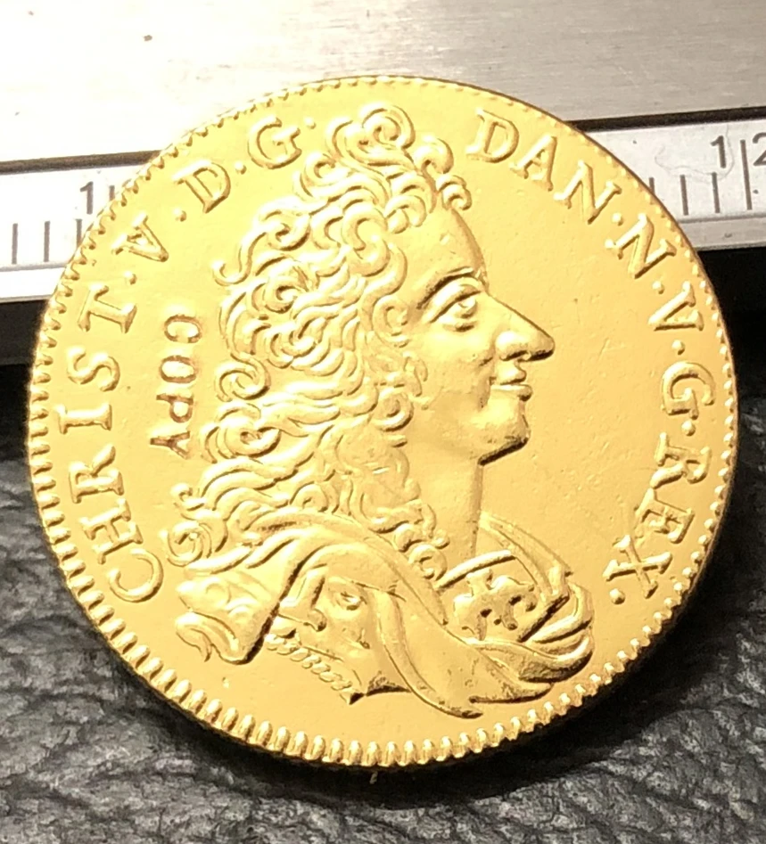 1699 ДАНИЯ 1 Dukat-Christian V 22 K Позолоченные Имитация монеты