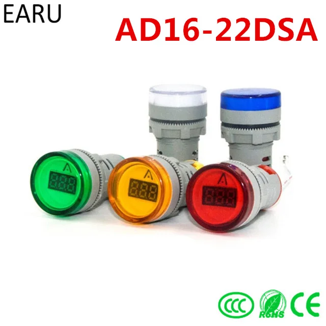 

DIY 220V AC 22mm Digital Display Ampermeter Monitor Current Indicator Signal Light Ammeter Tester Measuring 0-100A Ampere Meter