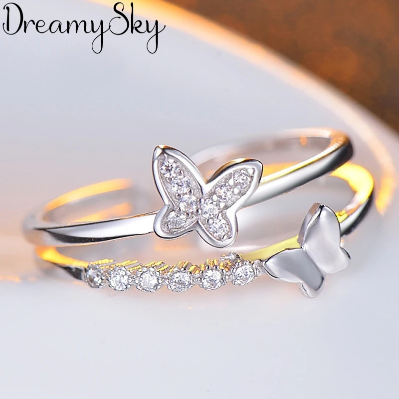 

Fashion 925 Sterling Silver Butterfly Rings For Women Ladies Luxury Statement Jewelry Punk Adjustable Antique Ring Anillos