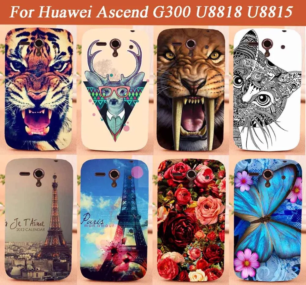 Чехол для телефона Huawei Ascend G300 U8818 U8815 с 14 рисунками изображением тигра совы розы