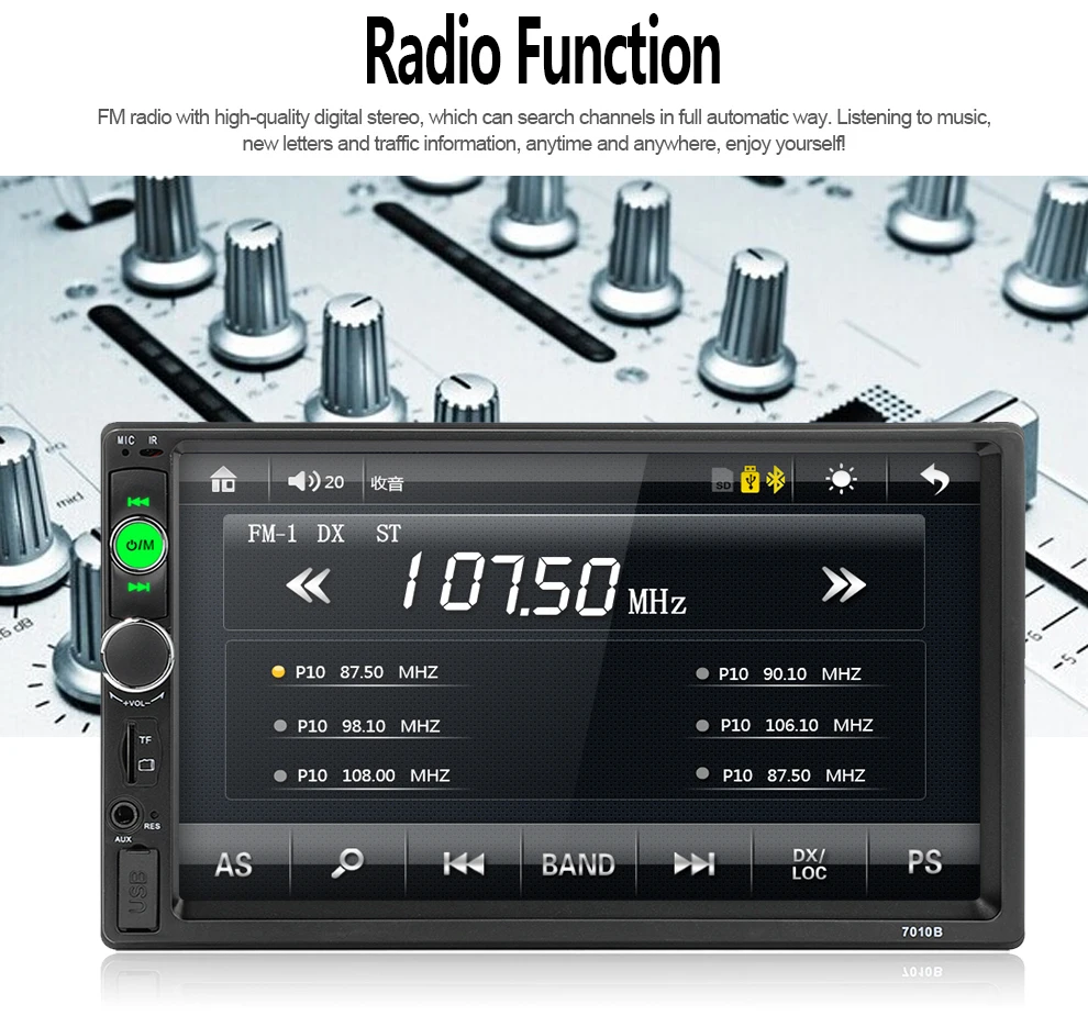  2 din Car Radio Mirror link Android 9 Autoradio Multimedia Player 7'' HD Touch Screen Bluetooth USB