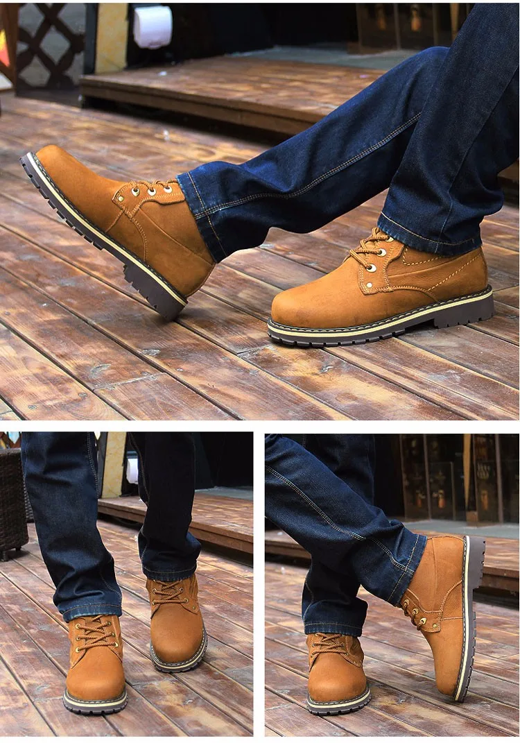 Мужские ботинки; высококачественные зимние ботинки из натуральной кожи; теплые зимние ботинки на меху с плюшевой шнуровкой; большие размеры; ботильоны; обувь