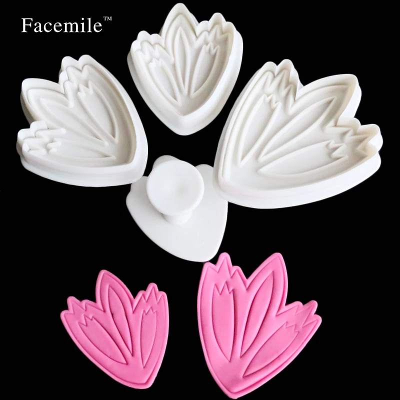 Facemile 4 шт./компл. лепесток тюльпана Sugarcraft Фондант подарок плунжерный резак Декор DIY Плесень 04015