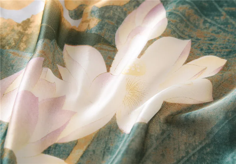 Весна и осень женский шелковый шарф с большим цветочным принтом 180*90 см SFN064
