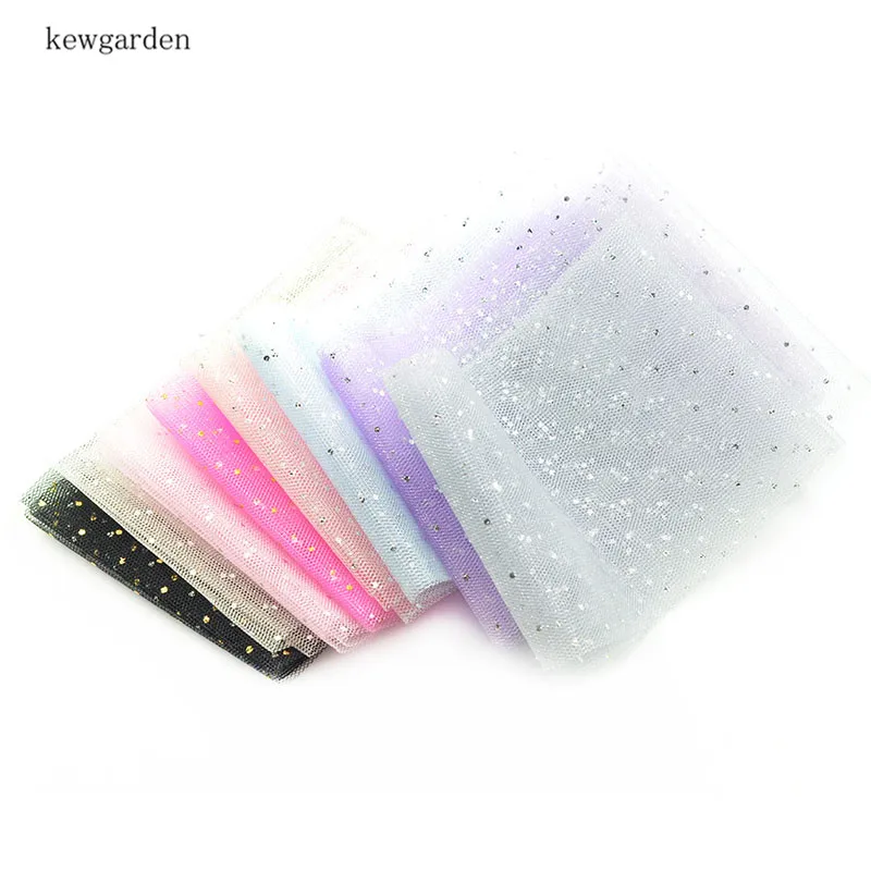 Kewgarden Wholesale Glitter Dot Lace Gauze Ribbons 6CM Handmade Tape DIY Dress Hair Bowknot Accessories Satin Riband 20 Meters