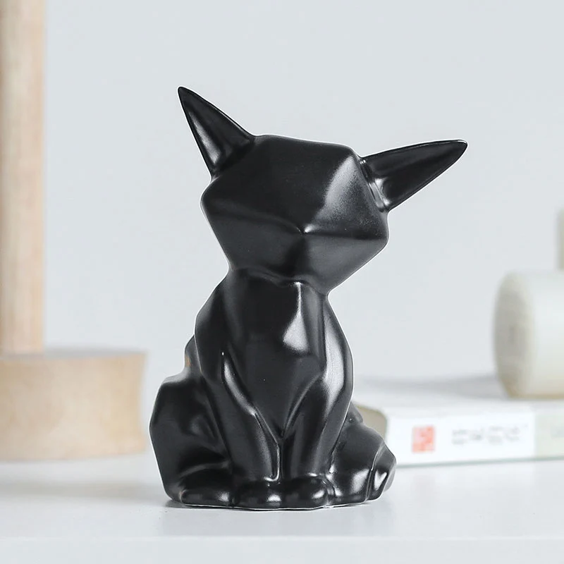 

Nordic Minimalist Fox Sculpture Decoration Semi-Hand Crafts Living Room Office Desktop Decoration Ceramic Modern Home Decoration