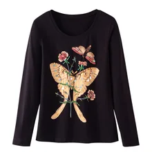 KENVY брендовая модная женская Высококачественная Роскошная Весенняя элегантная повседневная тонкая хлопковая футболка с длинными рукавами и бабочкой