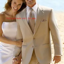 Стиль, изготовленный на заказ, чтобы измерить индивидуальные мужские смокинги на заказ/хвосты, мужской свадебный Выпускной костюм бежевый мужской костюм(пиджак+ брюки+ галстук