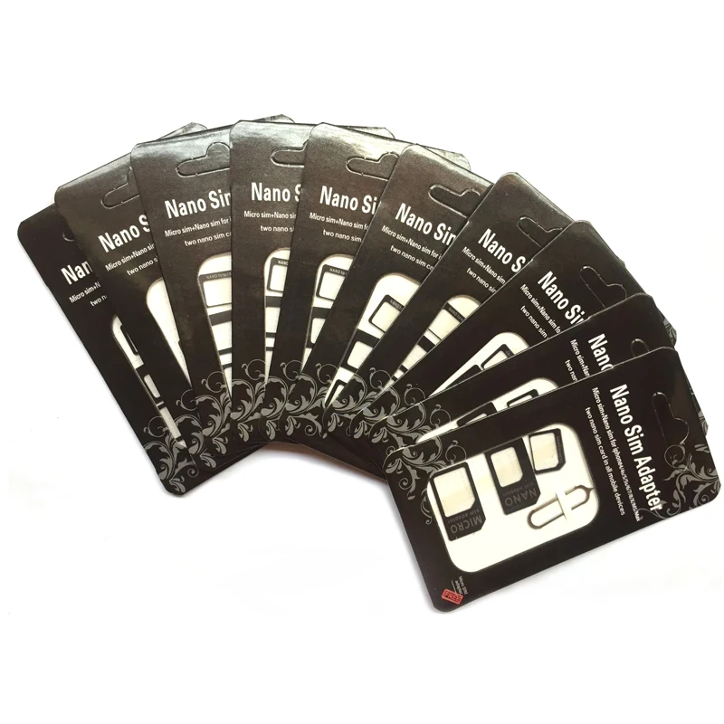 

Universal 10 Pcs Set 4 in 1 Micro SIM Card to Standard SIM Card Adapter Converter Set Sim Card For iPhone 6 7 Plus For Samsung