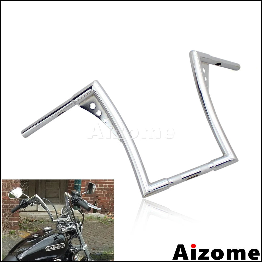 Chrome 12" Rise Ape Hanger Z Bars 1 1/4" Handlebars For Harley Softail