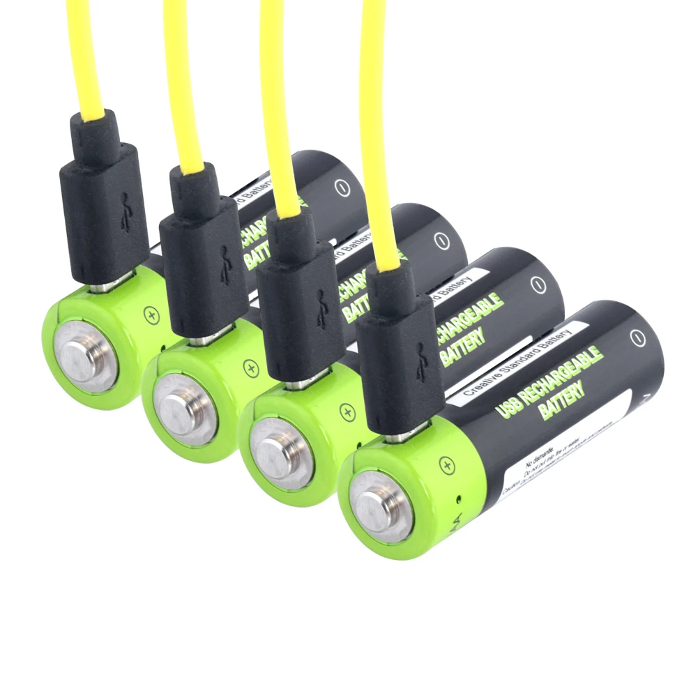 

4x High Quality Usb Charged Aa Battery 1.5v 1250mah Li-polymer Batteries Pcb Protected AA Lithium Bateria + USB Cable + Charger