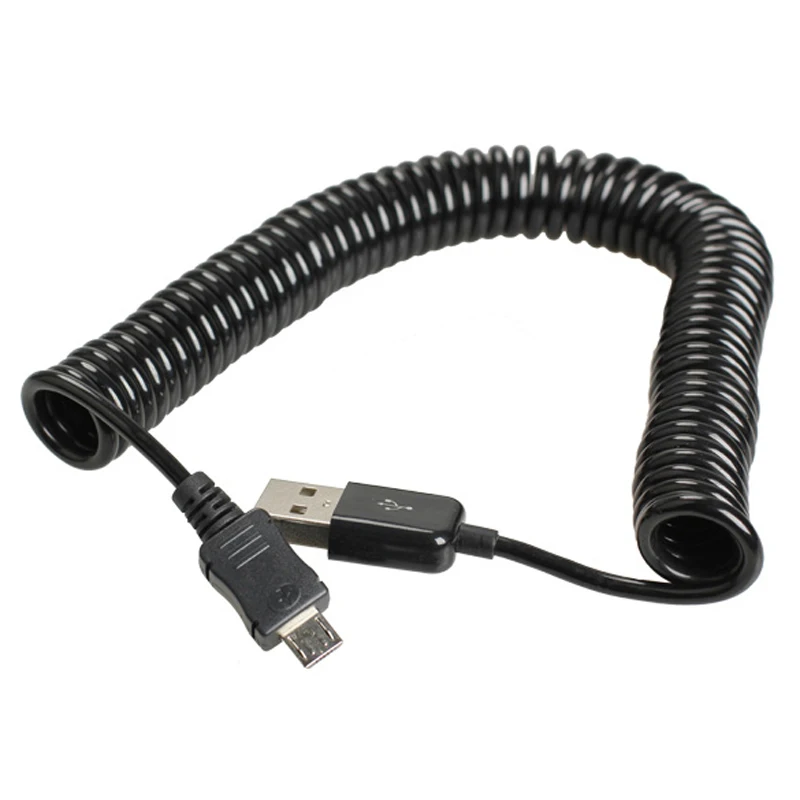 Spiral Coiled USB 2.0 A Male to Micro USB B 5Pin Adaptor Spring Cable