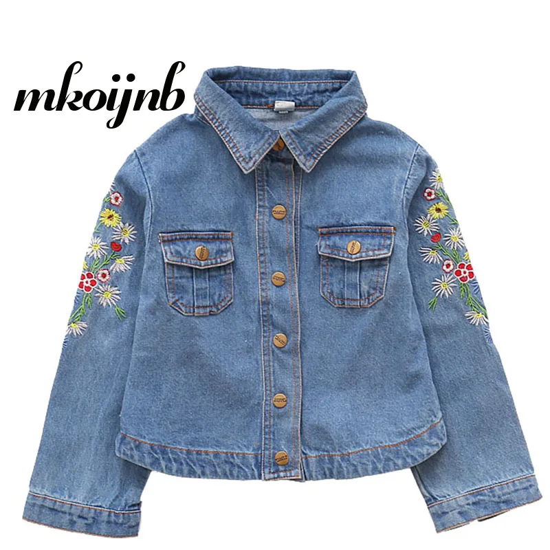 

Girls Denim Jacket Flowers Printed Kids Causal Jeans Jackets Coat For 2018 Autumn Children Clothes 3 4 5 6 7 8 9 10 11 12 Years
