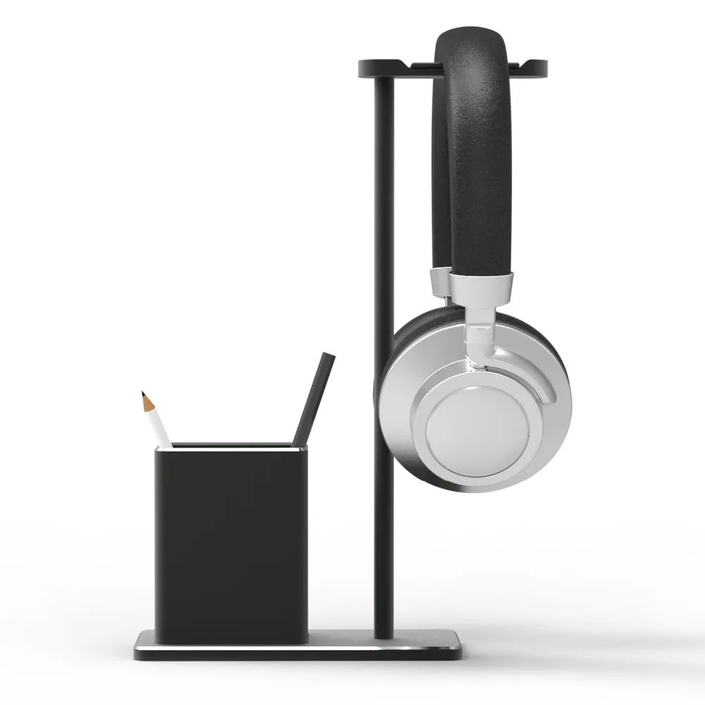 RevoNext Headphone Holder Fashion Design Metal Texture Headphone stand with pen holder Earphone Headset desktop Stand hanger