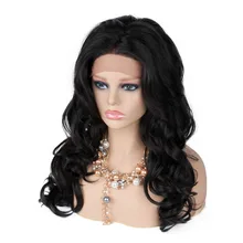 Черный парик JINGFA синтетические Жаростойкие Длинные Естественное тело костюм, ниспадающий волнами Косплэй парикмахерский салон шиньон для вечеринок