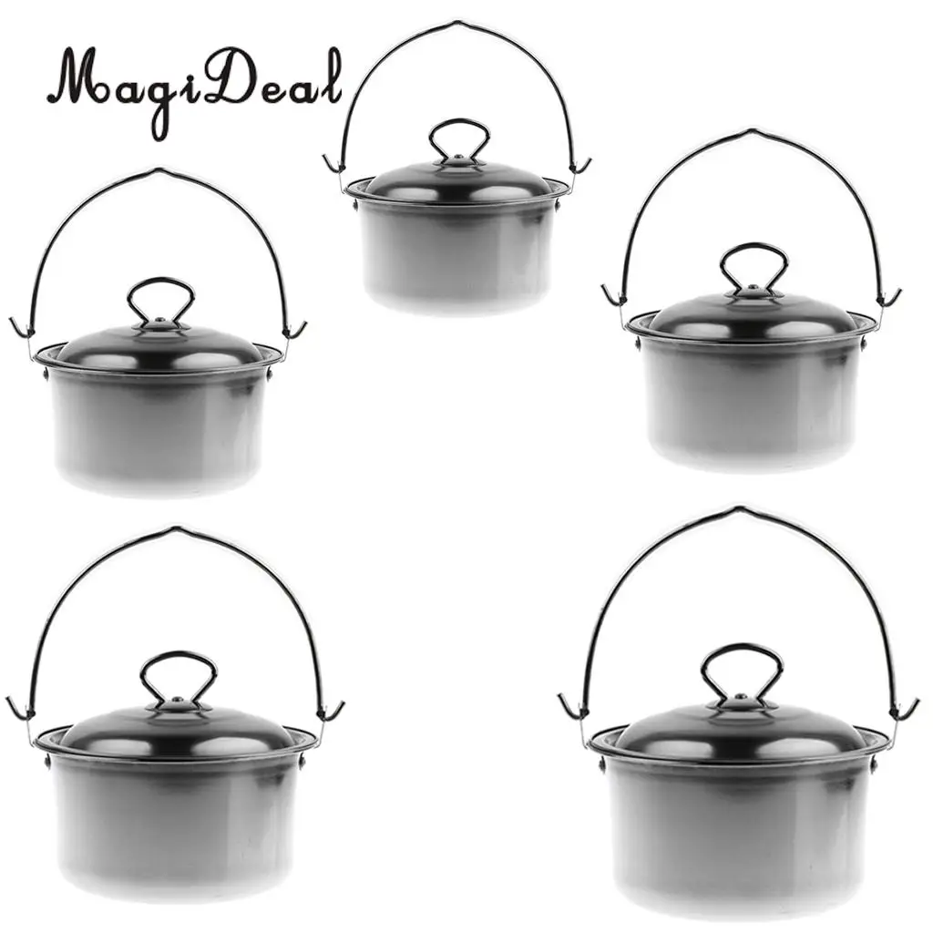 

MagiDeal Portable Stainless Steel Camping Hanging Pot Outdoor Cooking Cookware 18cm 20cm 22cm 24cm 26cm Diameter