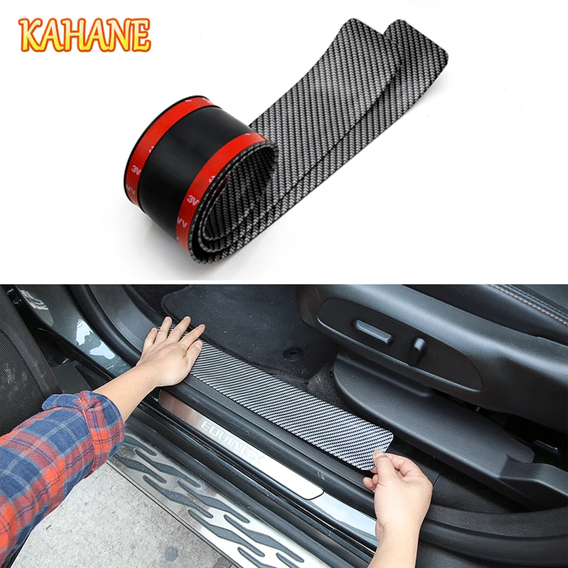 KAHANE 4x 7cm Carbon Fiber Rubber Car Door Vinyl Decal Sticker Car Scuff Plate Sticker FOR VW T50 Golf Polo Passat Mercedes W205 KAHANE 4x 7cm Carbon Fiber Rubber Car Door Vinyl Decal Sticker Car Scuff Plate Sticker FOR VW T50 Golf Polo Passat Mercedes W205