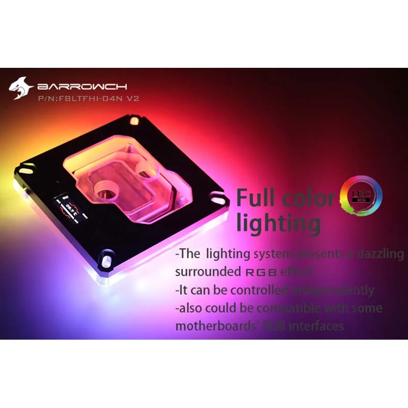 Водяной блок Barrowch FBLTFHI 04N V2 CPU для платформы INTEL 155X/X99/X299 цветной экран с цифровым