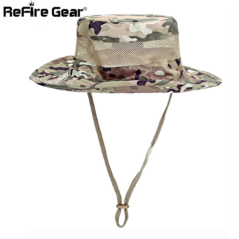 

Summer Tactical Army Camouflage Boonie Hats Men Quick Dry Breathable Mesh Multicam Camo Cap Casual Paintball Military Bucket Hat