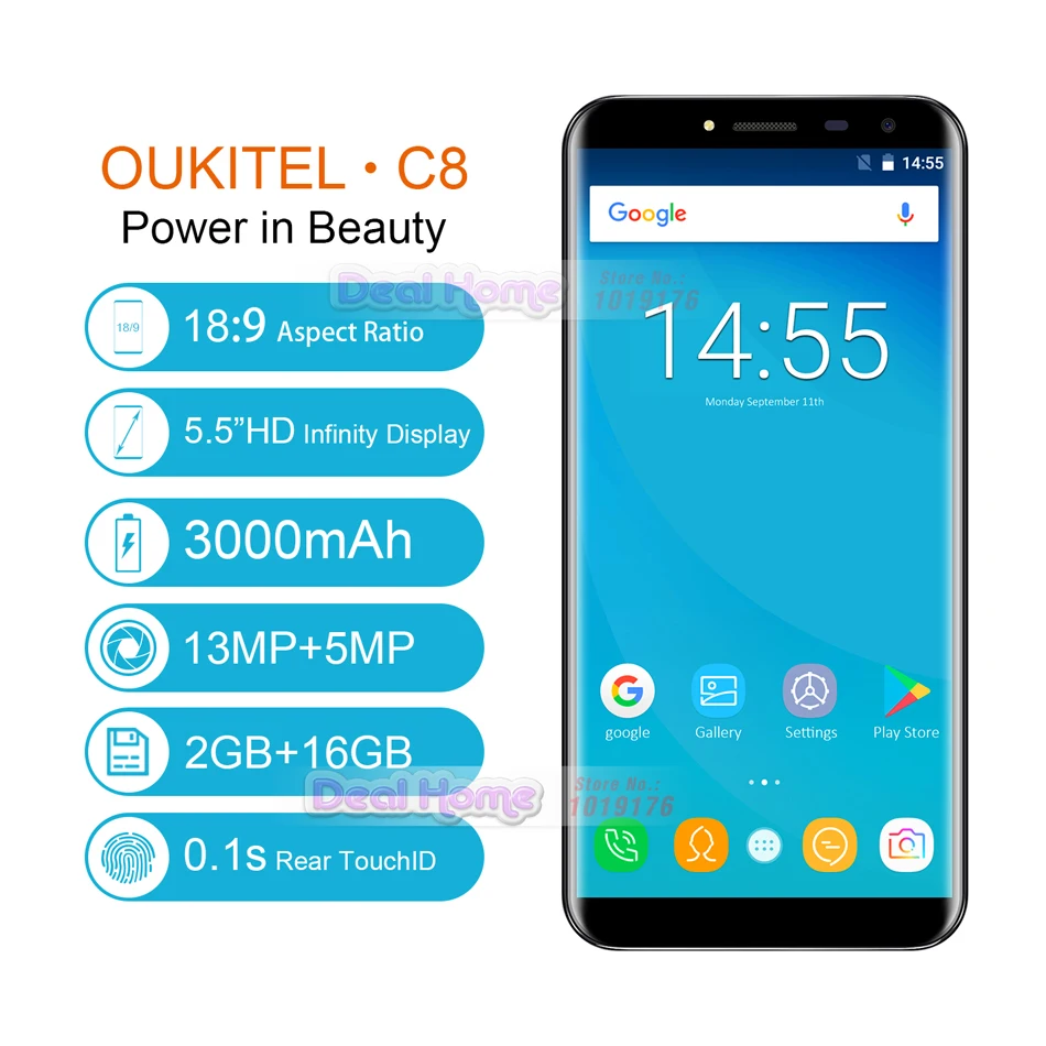 В наличии! Oukitel C8 соотношением сторон 18:9 5 &quotHD 4 ядра 1 3 ГГц 2 ГБ/16 ГБ Встроенная