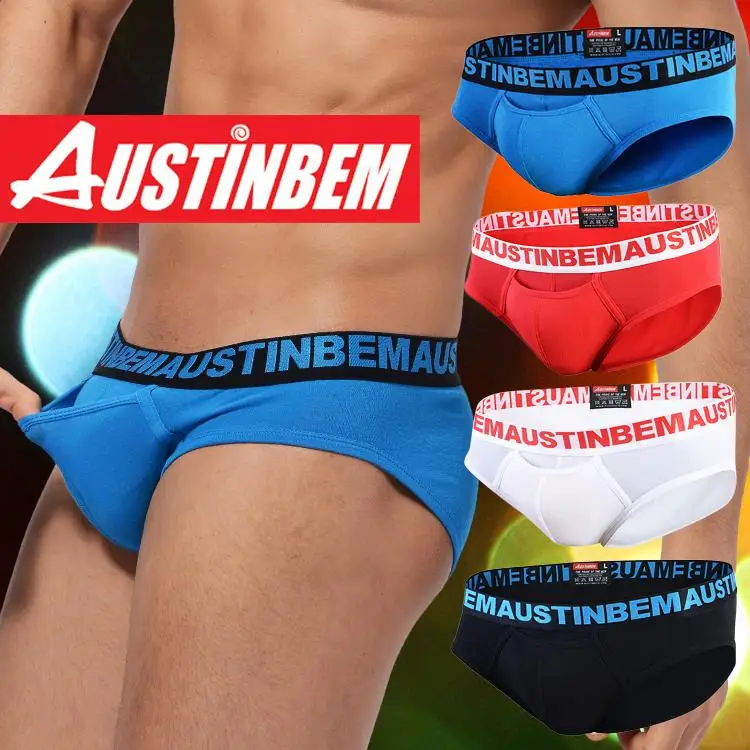 Free shipping!High quality brand AUSTINBEM solid briefs Man 3 d shorts underwear men sexy soft cotton pants men