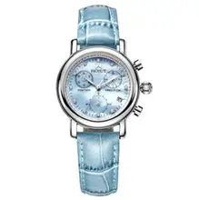 lady ladies genuine leather strap natural pearl shell dial quarzt watch