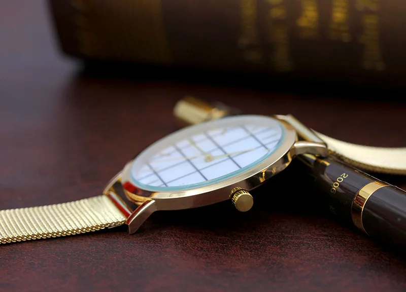Женевские часы для женщин Элитный бренд Бизнес кварцевые часы Женская Мода Нержавеющая сталь сетчатый ремешок наручные часы 100 шт./лот