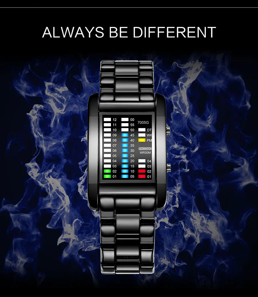 BOAMIGO бинарные часы мужские светодиодные цифровые часы водонепроницаемые мужские часы из нержавеющей стали Кварцевые наручные часы мужские цифровые часы