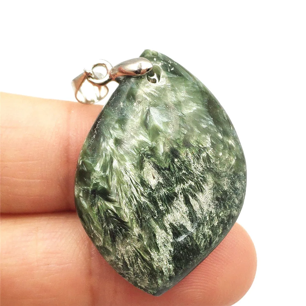 Натуральная Зеленая подвеска с серафинитом камень овальной формы 32x23x8 мм для женщин и мужчин кристалл счастливый юбилей подарок ожерелье кулон AAAAA