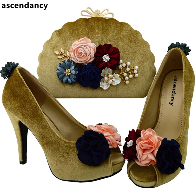 

Latest Italian Matching Shoe and Bag Set Gold African Matching Shoes and Bags Set High Quality Women Shoes and Bag Set In Italy