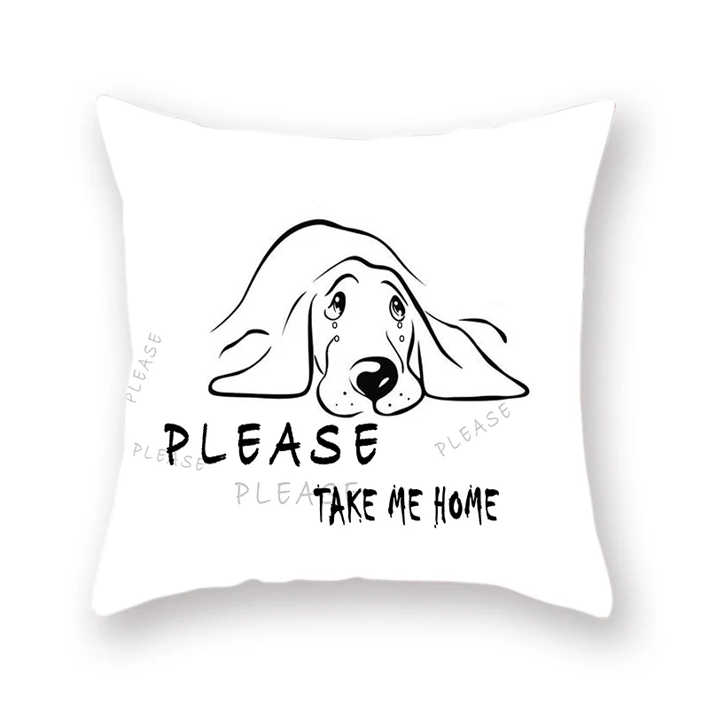 Stylish Simple English Word Pillowcase Yes No Linen Cushion Cover Cute Expression Dog Pig 1pcs Hug Sofa Bedroom Decoration