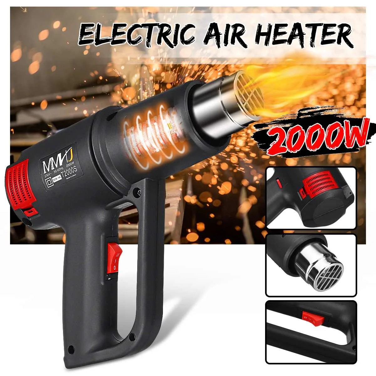 

2000W AC 220V Electric Hot Air Heater Machine Paint Stripper Heat Guns Thermoregulator Dry Glue DIY Power Tool AU Plug