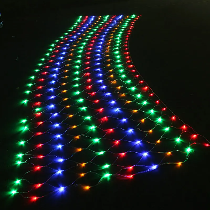 4,5 м x 1,5 м 300LED сетка Фея веб-струнная лампа Мерцающая лампа освещение рождественское свадебное украшение-Гирлянда для вечеринки 4 цвета на выбор - Испускаемый цвет: MULTICOLOR
