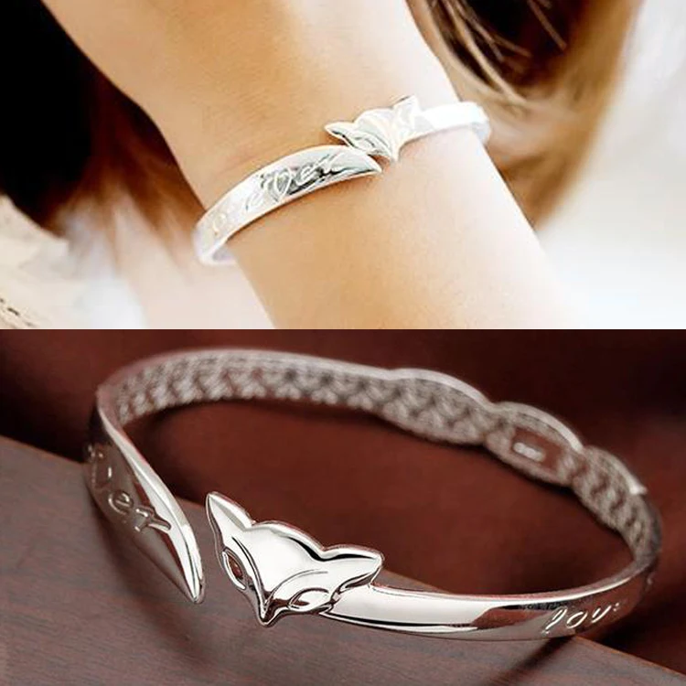 

New Women Lovely Cute Fashion The Fox Pattern Silver Plated Bracelets Charm Jewelry Drop Shipping BL-0120