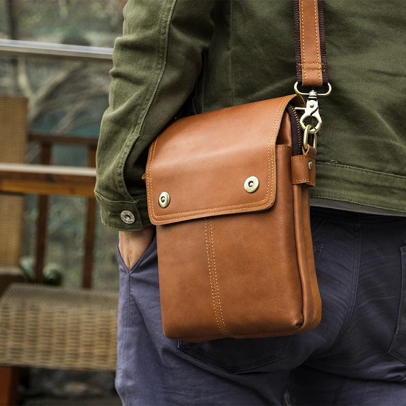 Augus Genuine Leather Cross Body Bag Fashion Classic Flap Messenger Bag