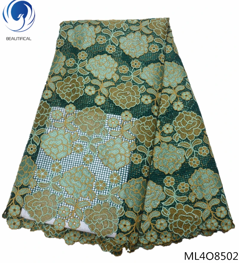 

BEAUTIFICAL high quality lace fabric african organza lace 2019 sequin lace fabric for wedding dress design 5yards/lot ML4O85