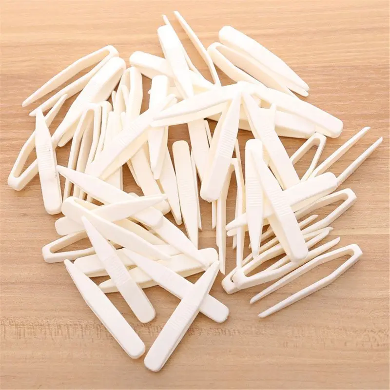 12Pcs 2" Plastic Tweezers Clips for Eyelid Tape Sticker Tool Fuse Beads Facial Mask Contact Lens Pill Food Grade