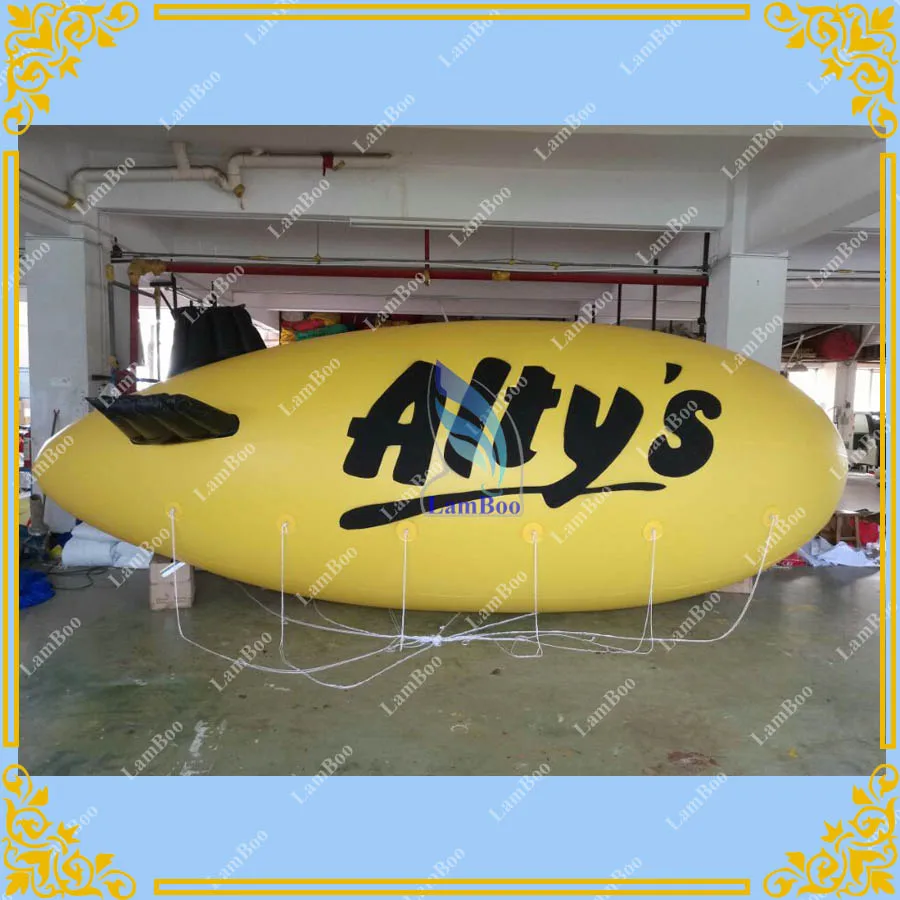 

6m/19.6ft Adverizing Inflatable Airship Yellow Body,Inflatable Blimp Print Your LOGO,Inflatable Zeppelin Digital printing
