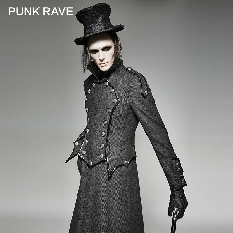 abrigo de manga larga para hombre elegante chaqueta con capucha asim/étrico abrigo hombres retro steam punk g/ótico capa de viento