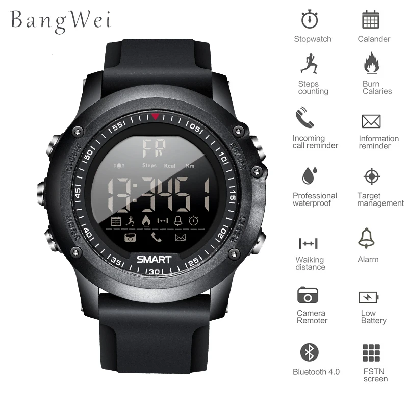 

BANGWEI Fitness Tracker Sport Smart Watch Pedometer Bluetooth waterproof Call Message Reminder Smartwatch Men for IOS Android